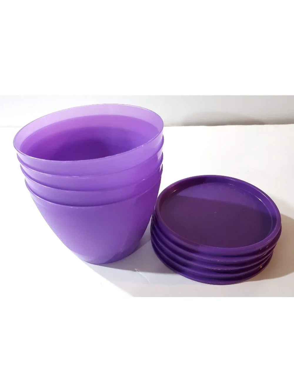 Tupperware 4 REFRIGERATOR Container Storage BOWLS & Seal Lids purple 148D 3.25